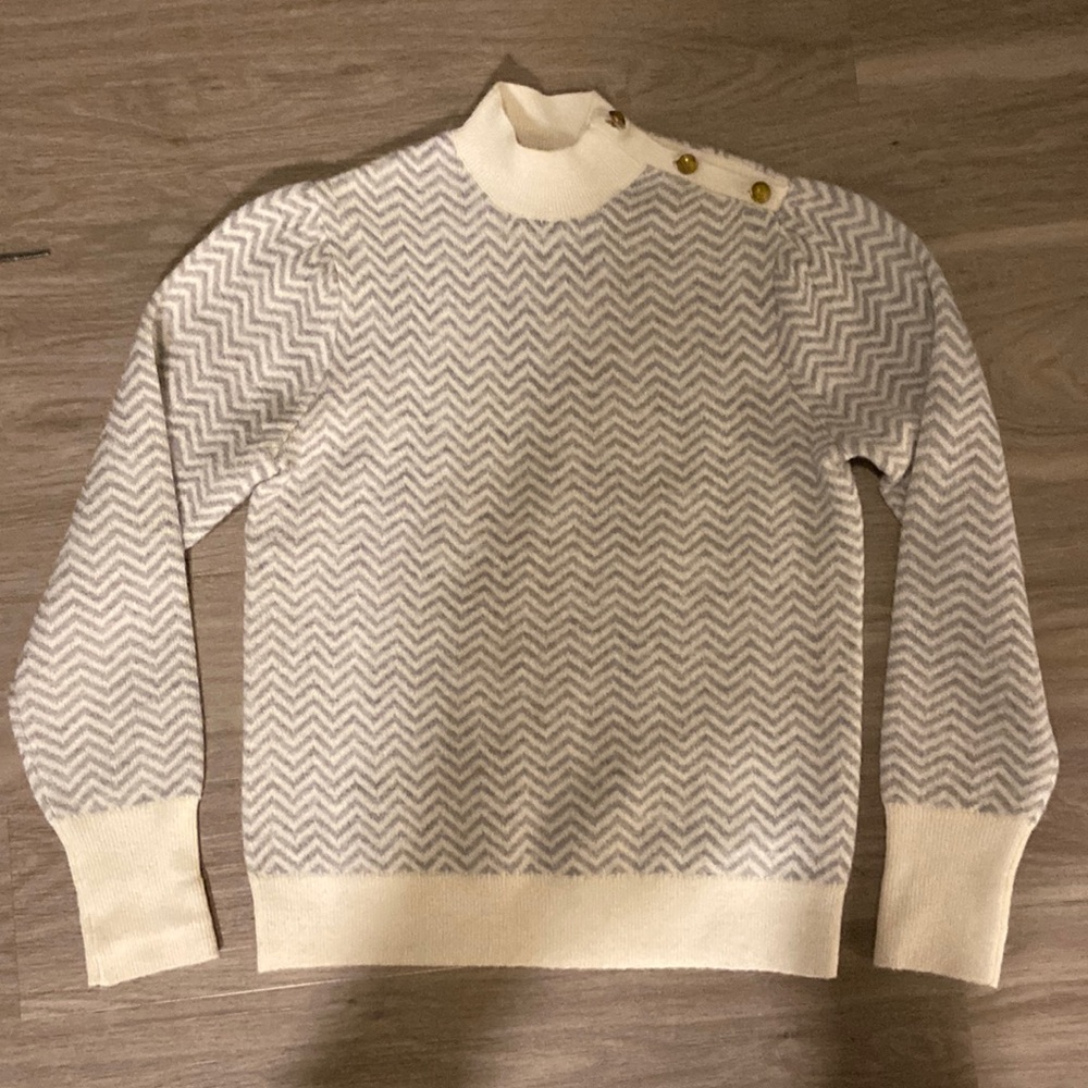 J. Crew gray/white chevron stripe sweater